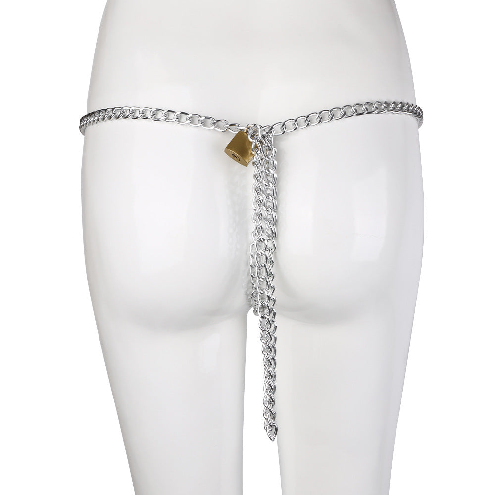 chain pearl female chastity panties