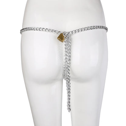 chain pearl female chastity panties